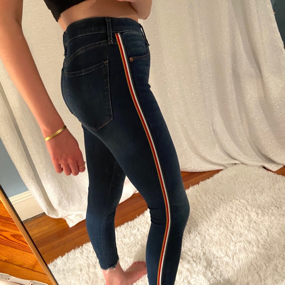 Abercrombie Simone high rise ankle jeans w/stripe